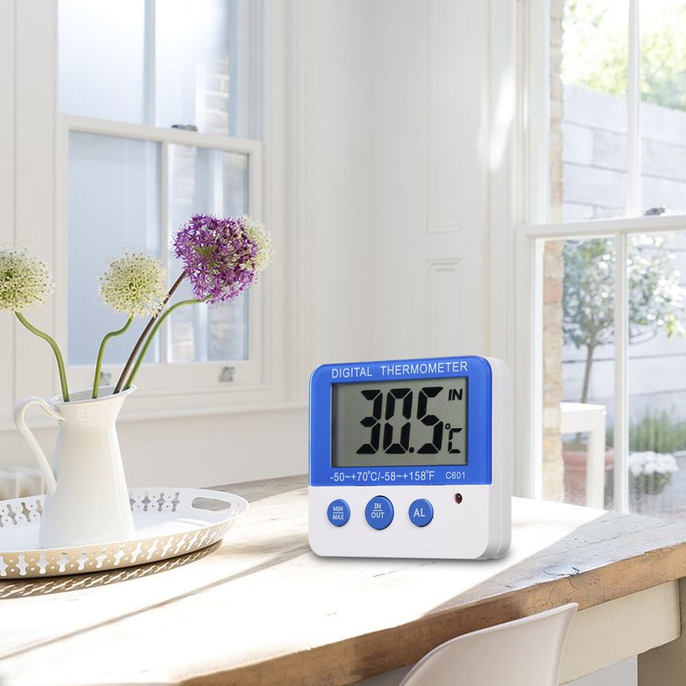 Thermometer Freezer Thermometer Digital Refrigerator Thermometer with Magnetic Attachment in-Outdoor Alarm Thermometer with Waterproof Outdoor Sensor for Home Kitchen