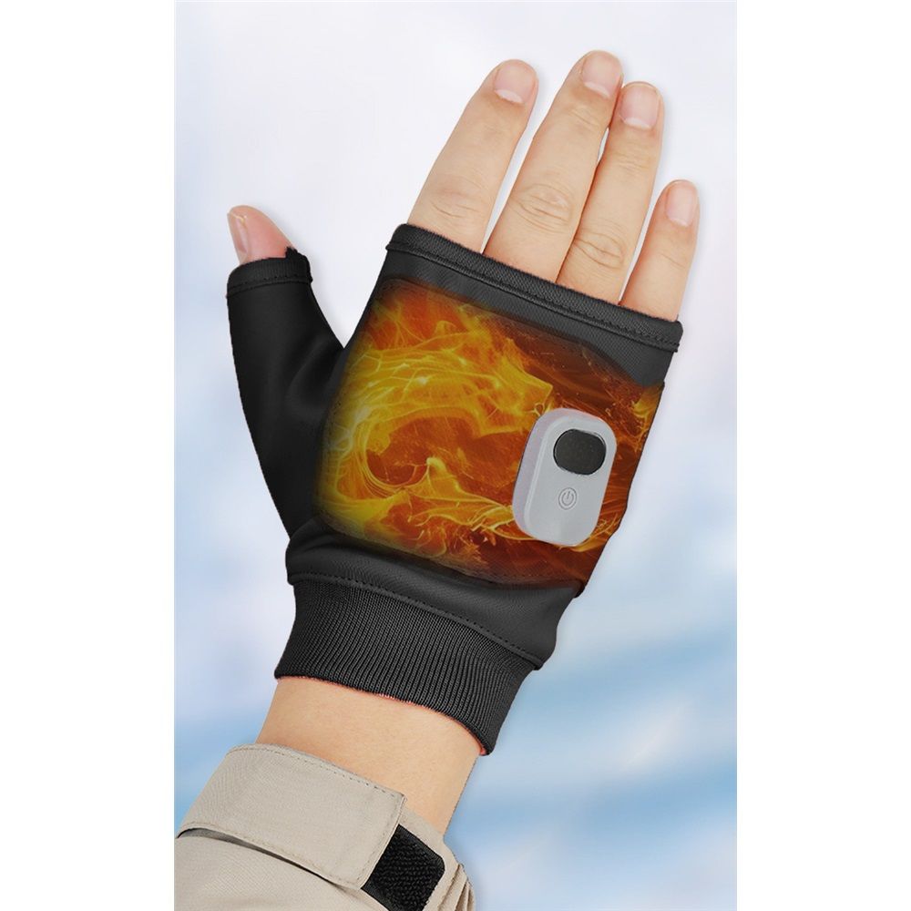 Portable Heating Gloves ElectricFingerless Heating Writing Gloves for Students,Hand Warmer for Indoor and Outdoor（black a pair of）