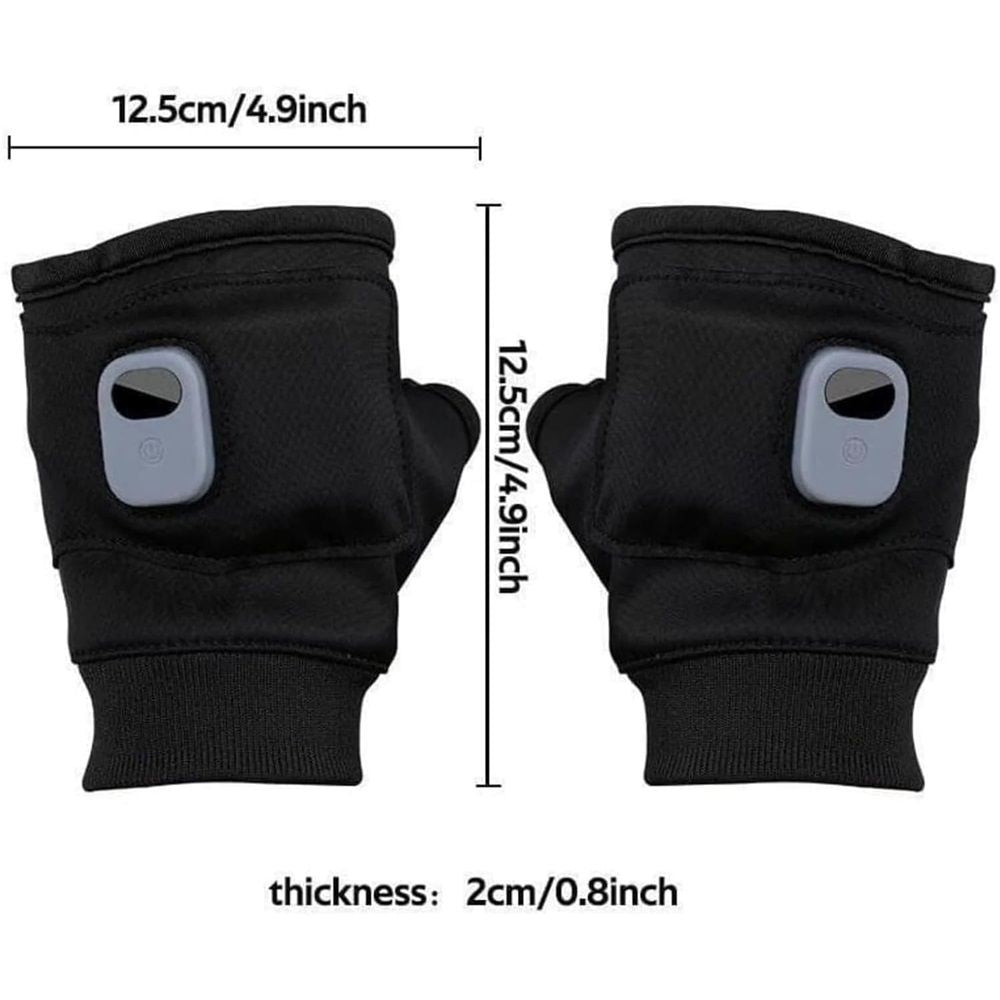 Portable Heating Gloves ElectricFingerless Heating Writing Gloves for Students,Hand Warmer for Indoor and Outdoor（black a pair of）
