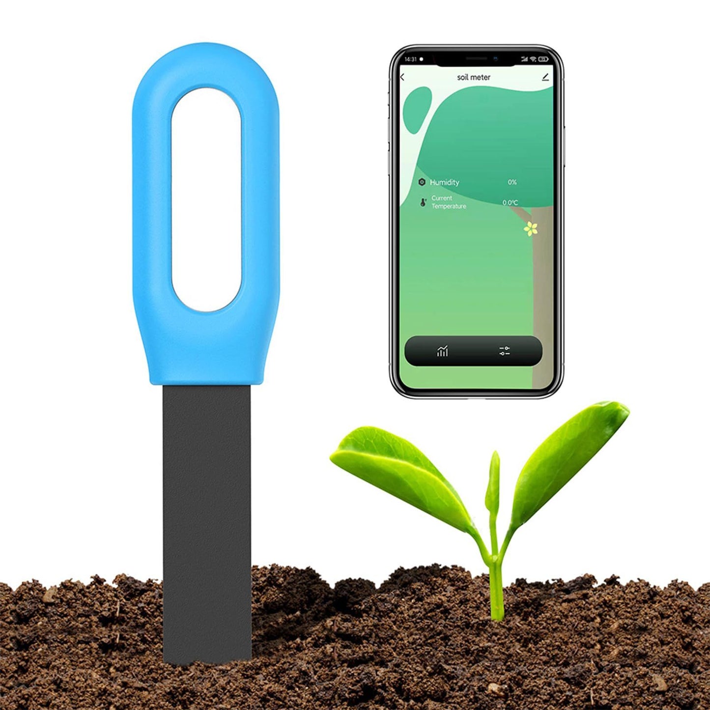 Soil Moisture Meter ,Plant Water Monitor,Automatically detect Moisture/Temperature/Light/Fertility,Can Connect to Mobile Phone via Bluetooth,Hygrometer Sensor for Indoor Plants (1pc)