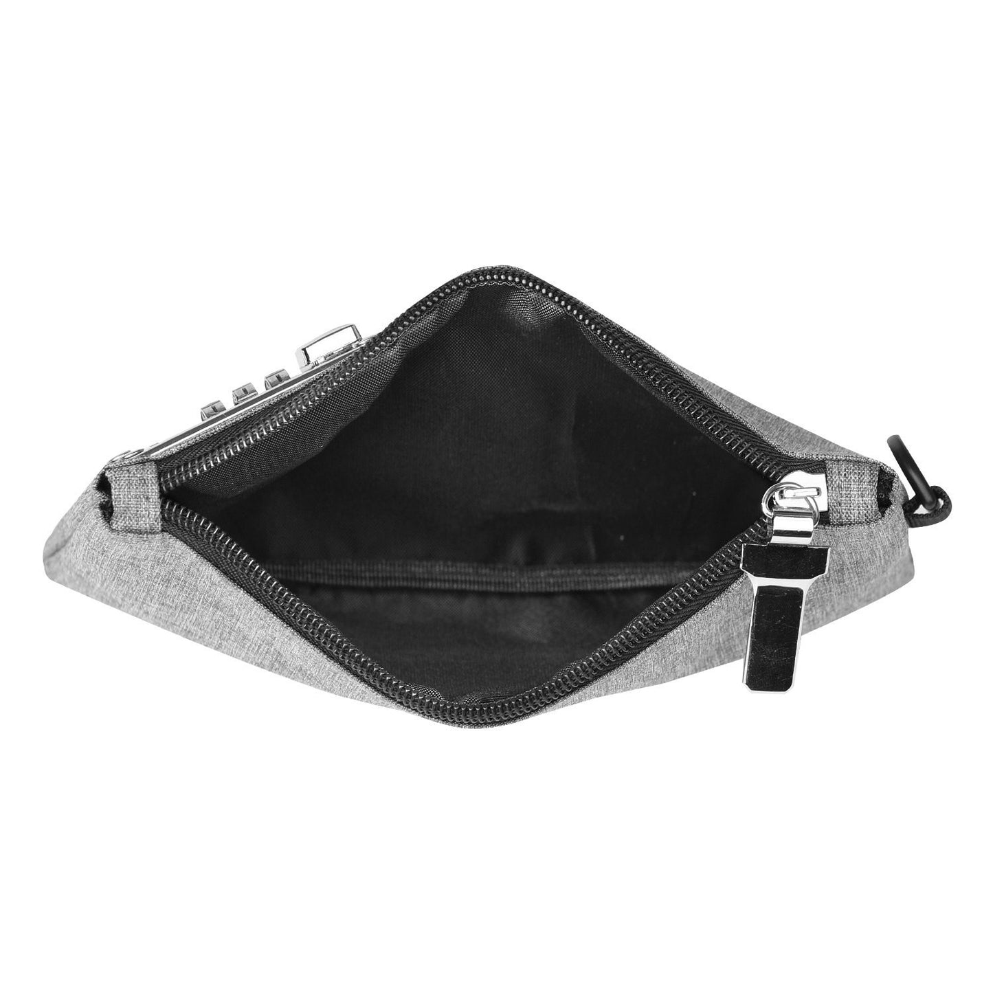 Money bag with lock, men's and women's lock accessory bag, bank bag, cash bag with lock, and zipper credit card and valuable item storage bag with lock (gray)