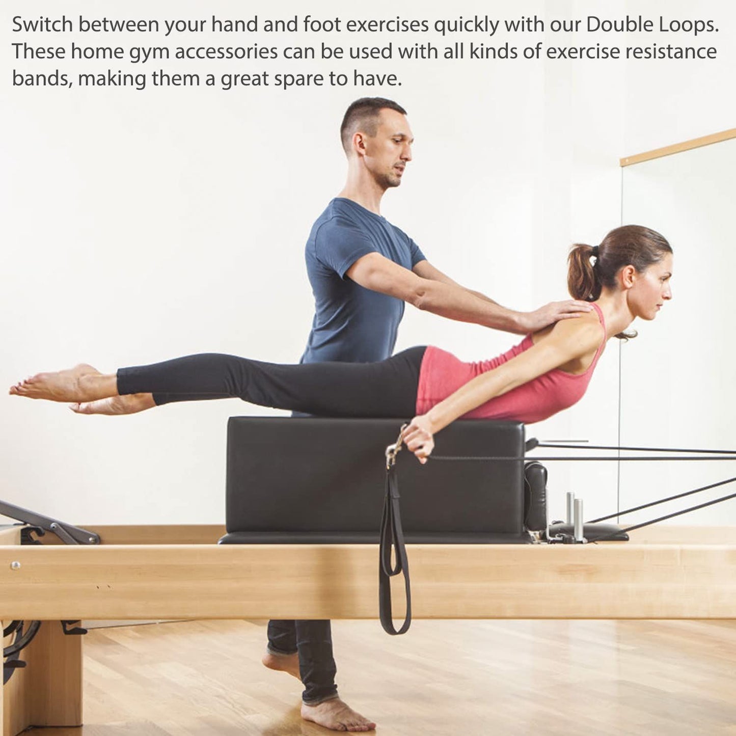 2 Pcs Pilates Straps - Double Loop Ring Straps for Reformer, Padded, Home Gym Workout Yoga exercise accessories