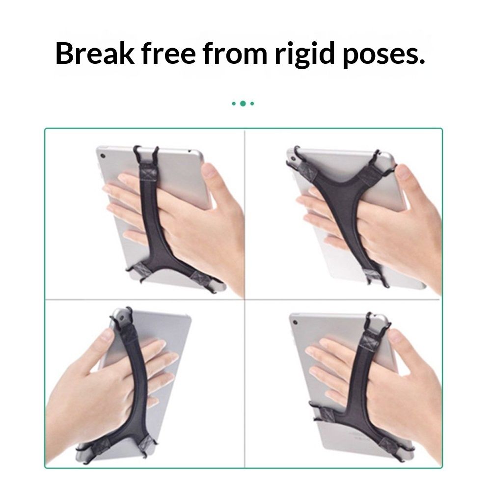 Security Hand Strap Holder Finger Grip for Tablets -Non Slip Hands Supports for Reading Works Travels 8-8.5 inches  black
