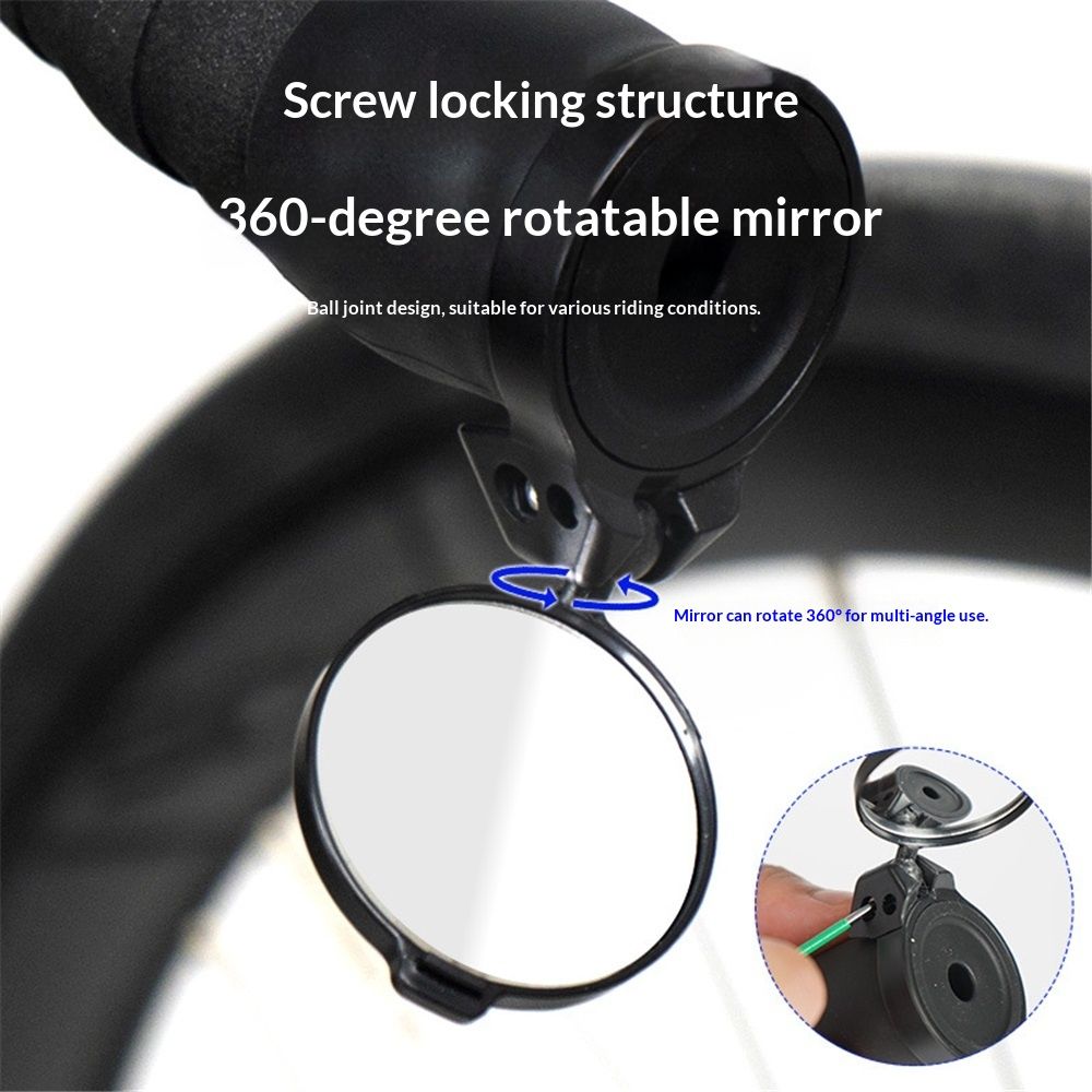 2 Pcs Bicycle Mirror for Handlebars - Mini Rear View, Foldable, 360 Rotatable Universal Mirror for Road Bike With Rubber Mounting Sleeve（28-32mm）