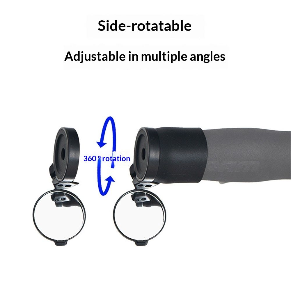2 Pcs Bicycle Mirror for Handlebars - Mini Rear View, Foldable, 360 Rotatable Universal Mirror for Road Bike With Rubber Mounting Sleeve（28-32mm）