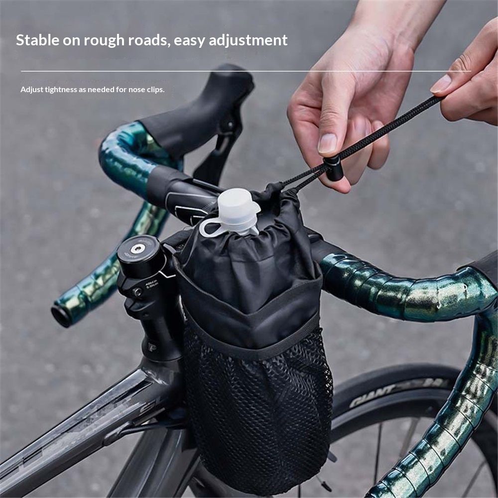 Bike Water Bottle Holder- Insulated Bicycle Cup Holder with Shoulder Strap, Bike Drink Holder with Phone Storage for Adult Kids, Handlebar Cycling Water Bottle Cage for Mountain Touring