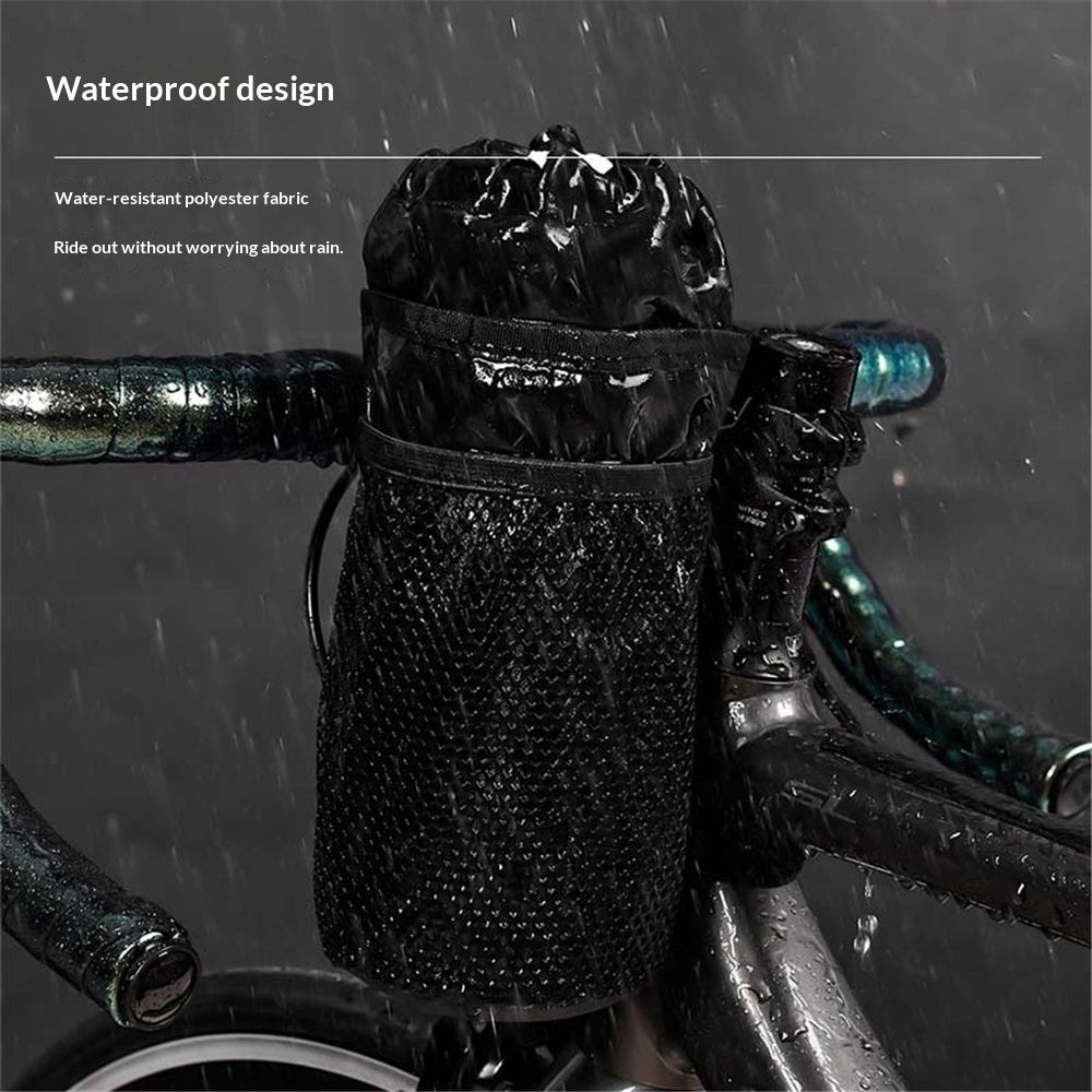 Bike Water Bottle Holder- Insulated Bicycle Cup Holder with Shoulder Strap, Bike Drink Holder with Phone Storage for Adult Kids, Handlebar Cycling Water Bottle Cage for Mountain Touring