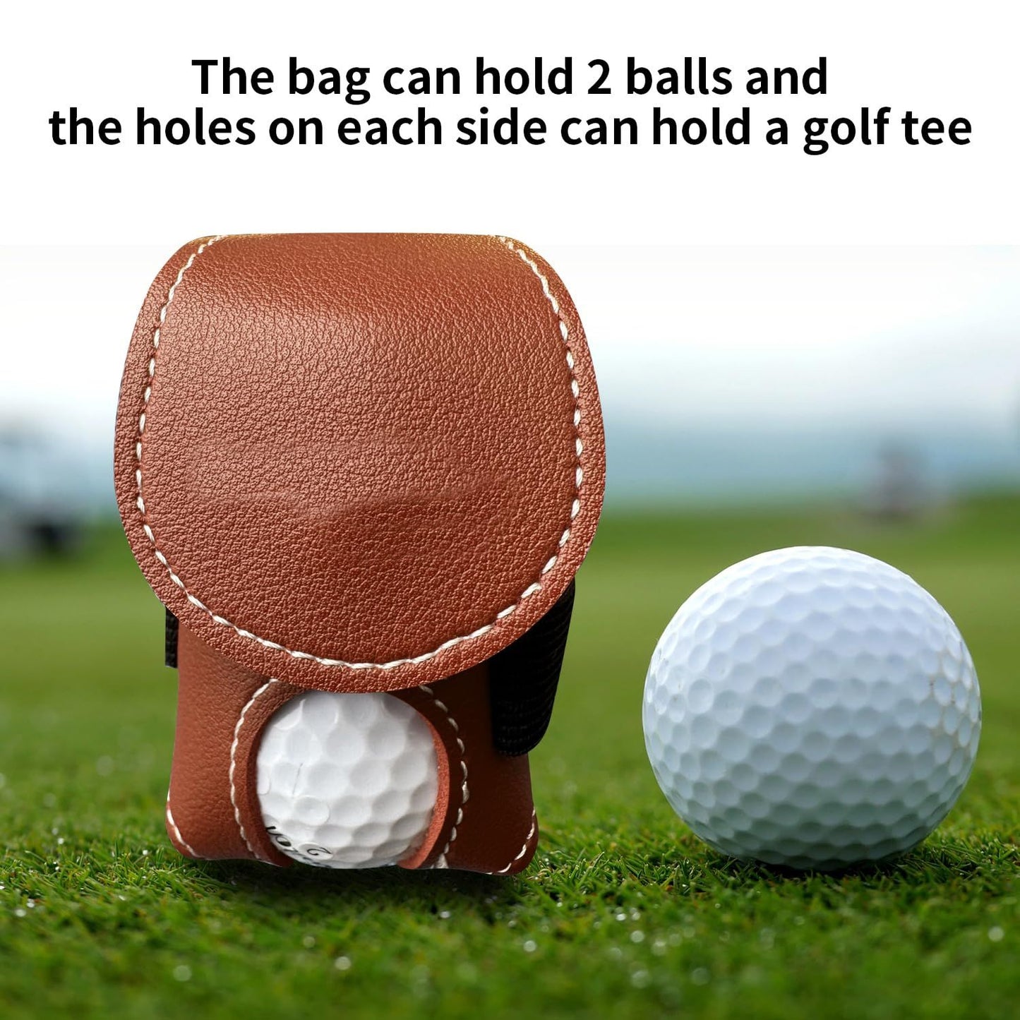 Golf waist leather storage bag, hanging waist golf bag, practical bag for golf sports accessories pu Storage Pocket brown