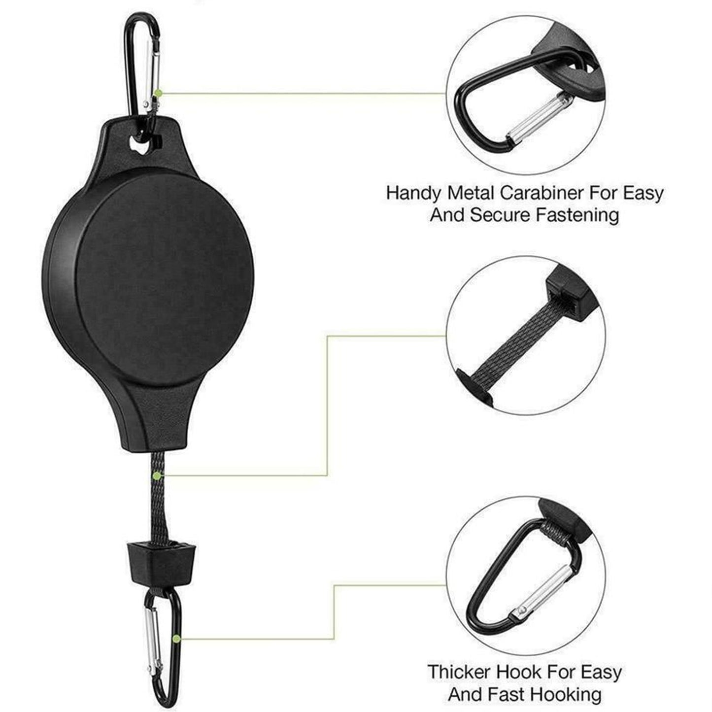 4 PCS Heavy Duty Retractable Plant Hanger,Plant Pulleys for Hanging Plants,Easy to Raise & Lower,Auto Lock,Adjustable Hook for Garden Baskets Pots,Birds Feeder (Black)