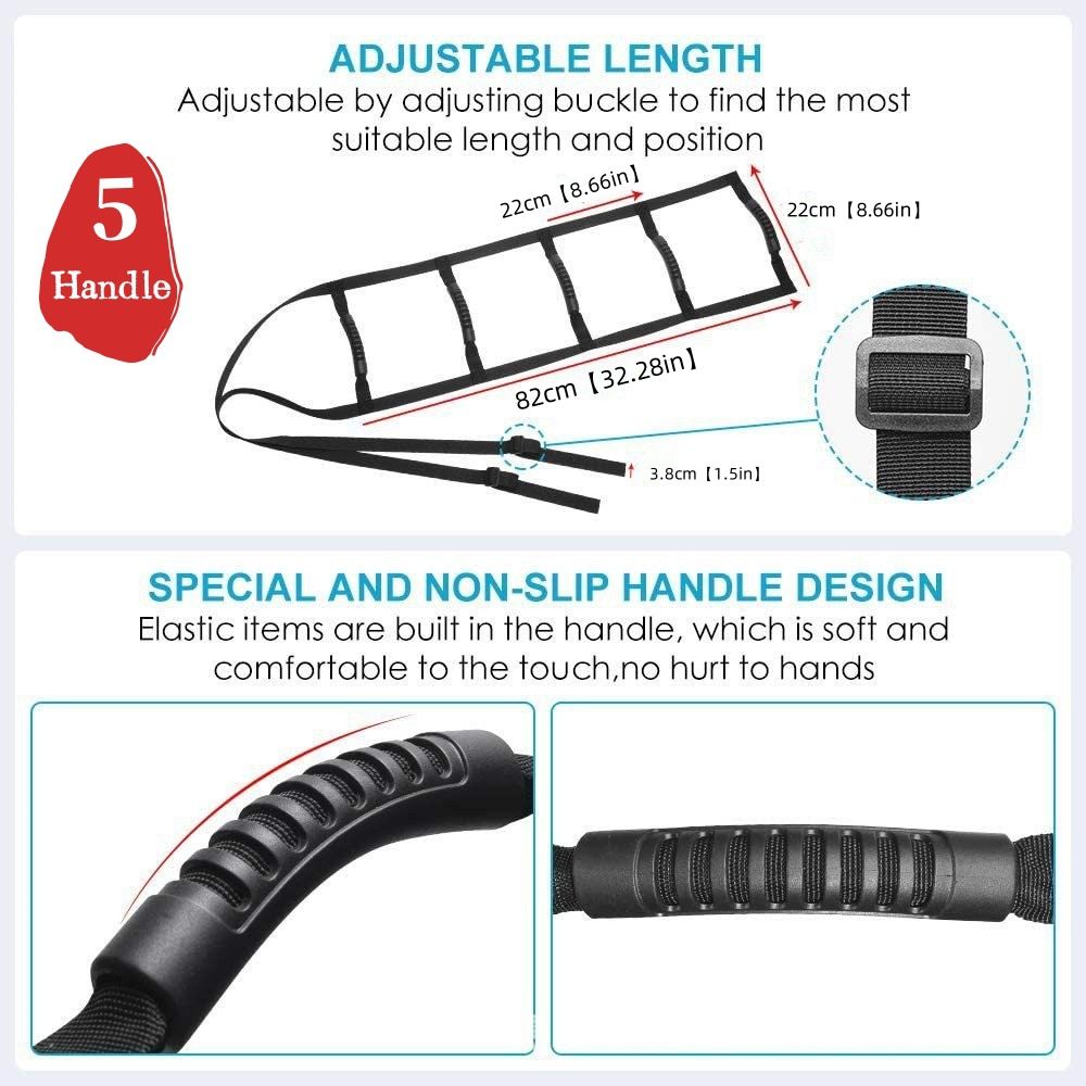 Bed Ladder Assist Strap，Pull Up Assist Device with 5 Handle Straps,Rope Ladder for Elderly, Senior, Pregnant, Handicap（3m）
