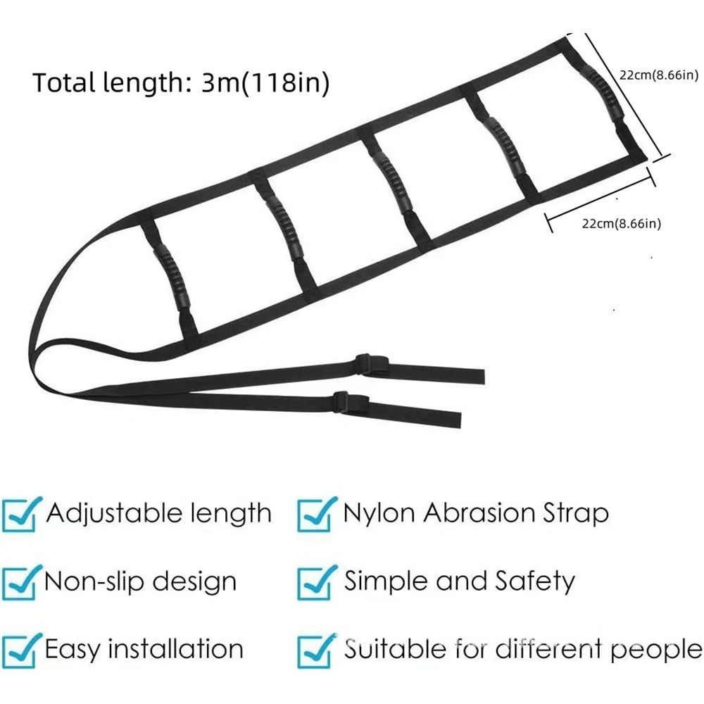 Bed Ladder Assist Strap，Pull Up Assist Device with 5 Handle Straps,Rope Ladder for Elderly, Senior, Pregnant, Handicap（3m）