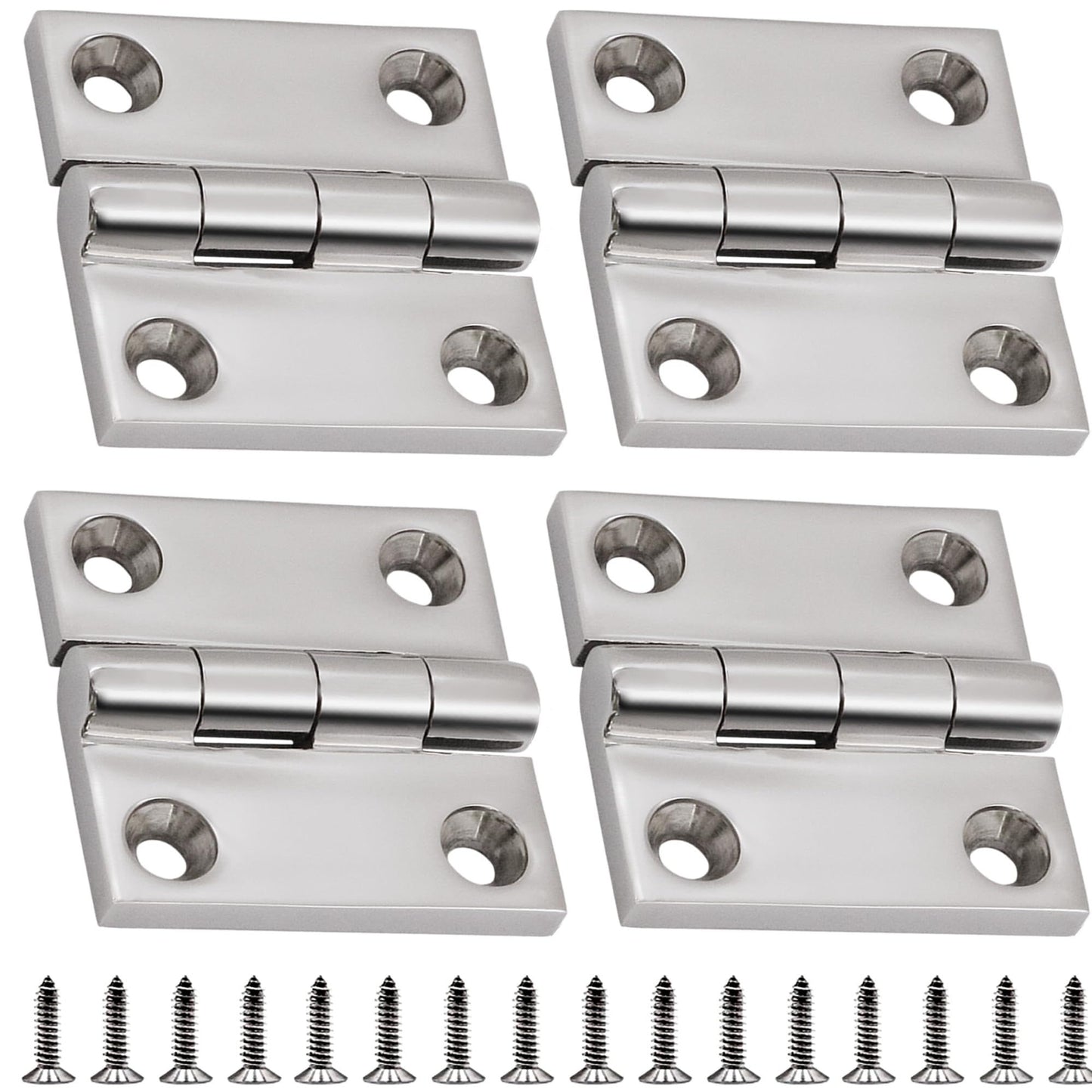 316 Stainless Steel Hinges Marine Grade 2" x 2" Heavy Duty Boat Hatch Hinge (50 mm X 50 mm) 4 Pack Casting Cabinet Door Hinge with Screws