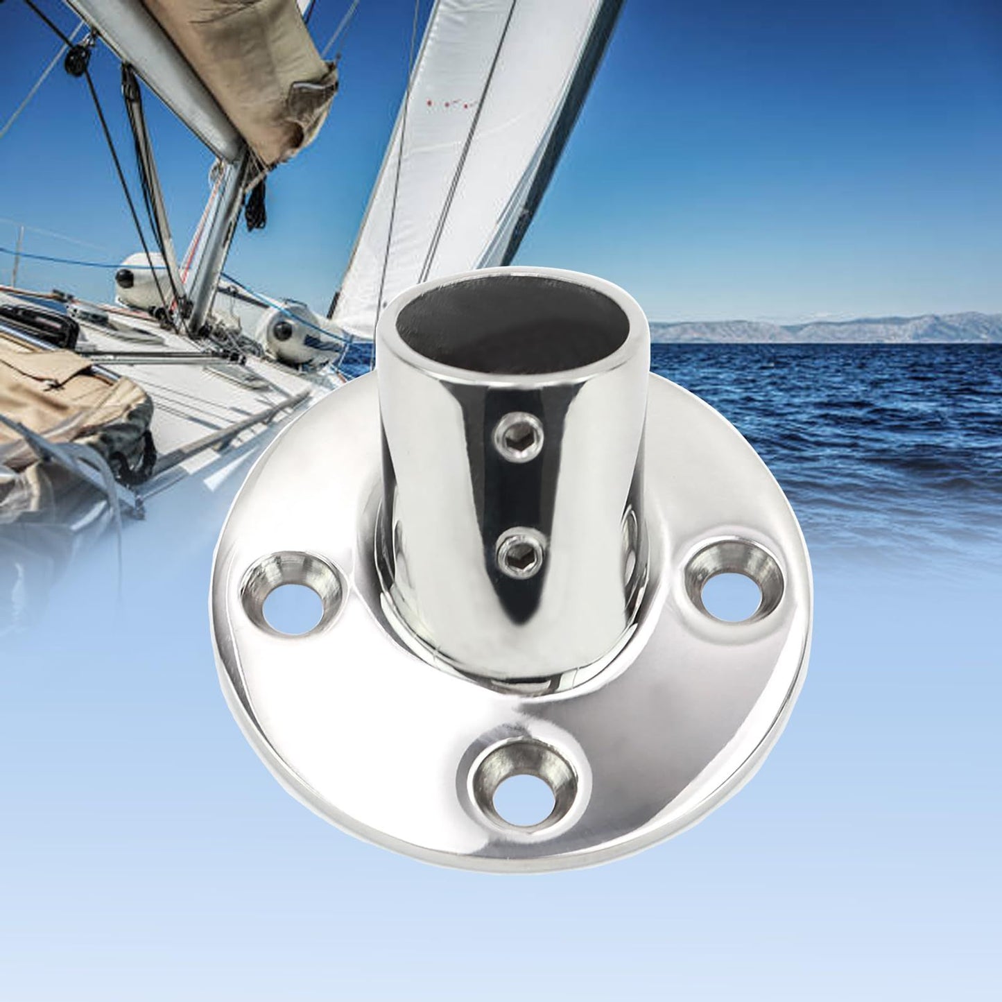 4 pack Boat Hand Rail Fitting Heavy Duty 316 Marine Round Base with Screws, Hand Rail Fitting Rail Tube Stanchion Base Column Accessories