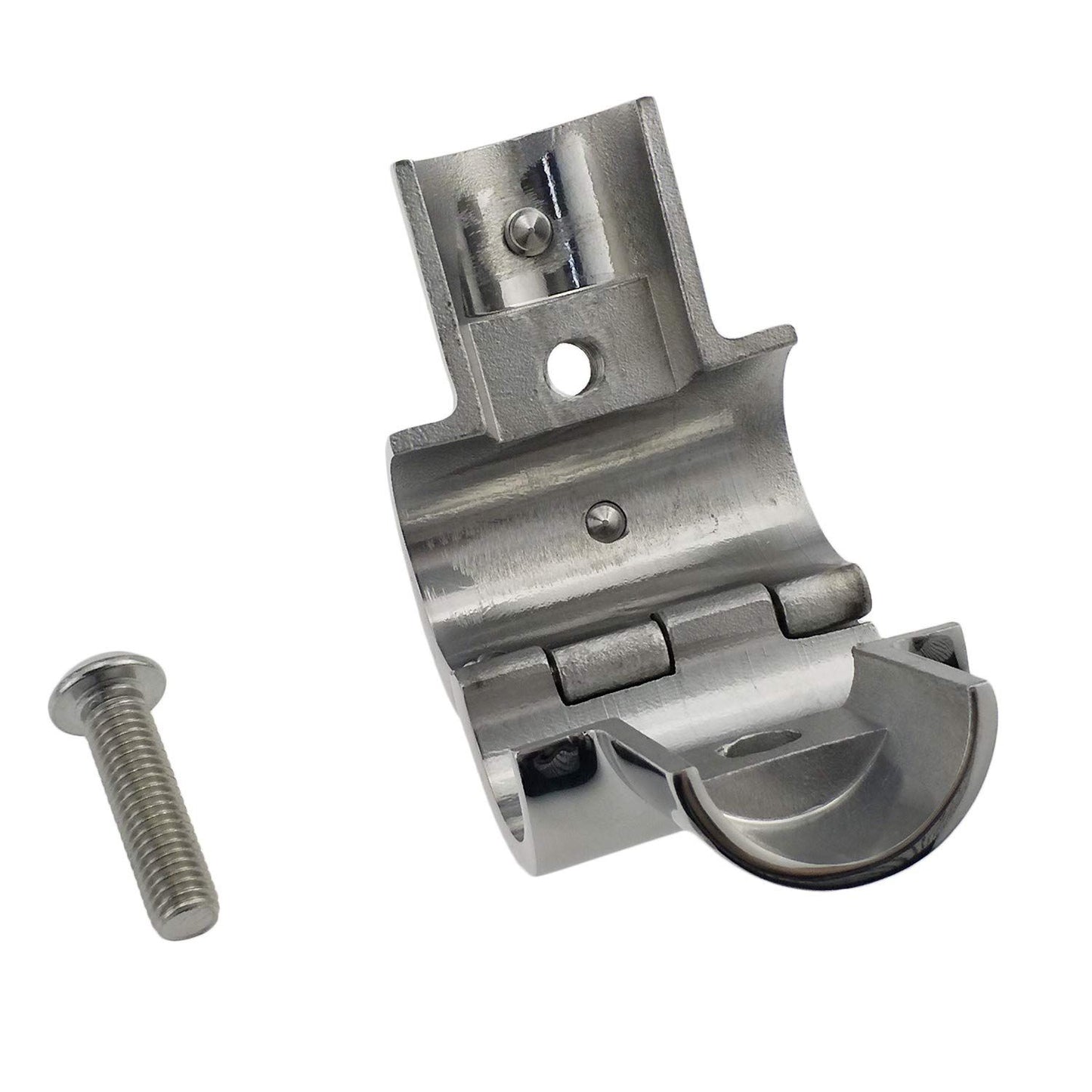 Heavy Duty 316 Boat Hand Rail Fitting- Polished 90 Degree T/Tee Hinged/Split Fitting 1" Tube, Handrail Structural Pipe Fitting