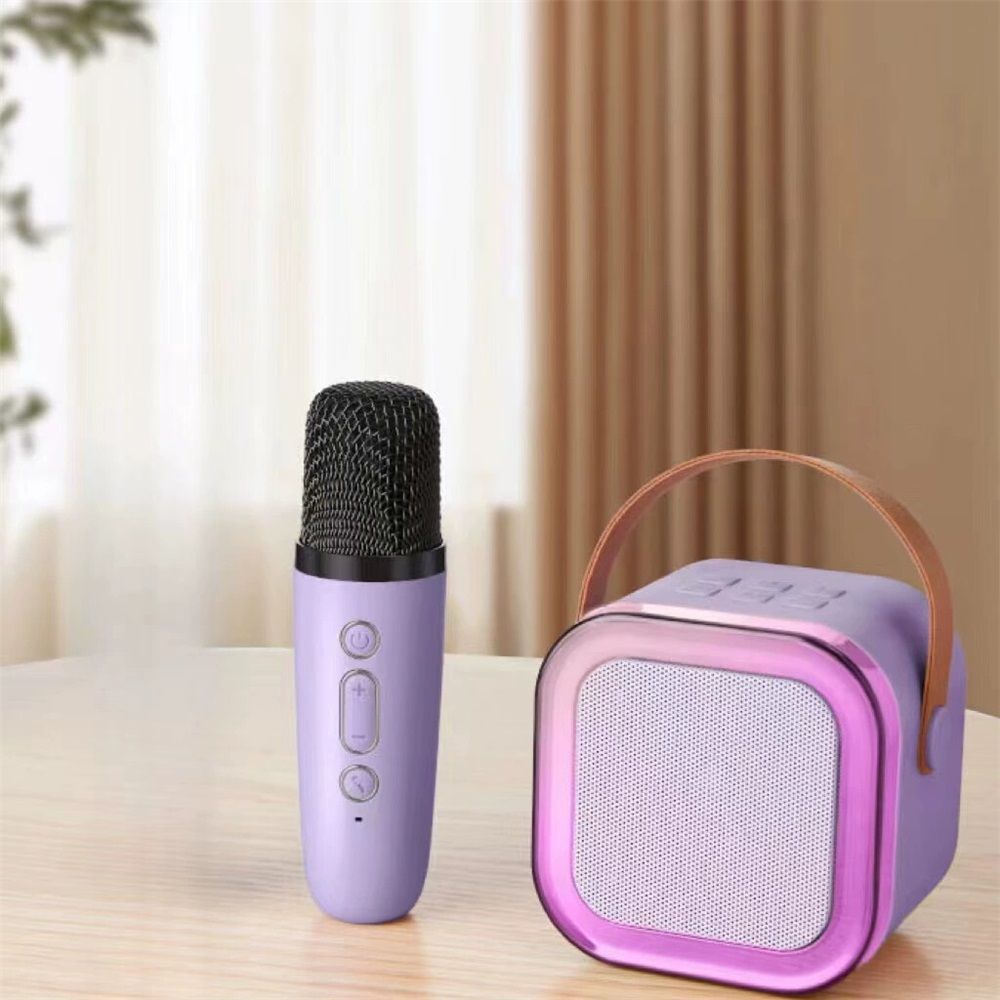 Mini Machine for Kids Girls & Boys - Portable Bluetooth Speaker with 2 Wireless Microphones - Kids Birthday Gifts for Ages 4-10 - Kids' Instrument Accessories - Purple
