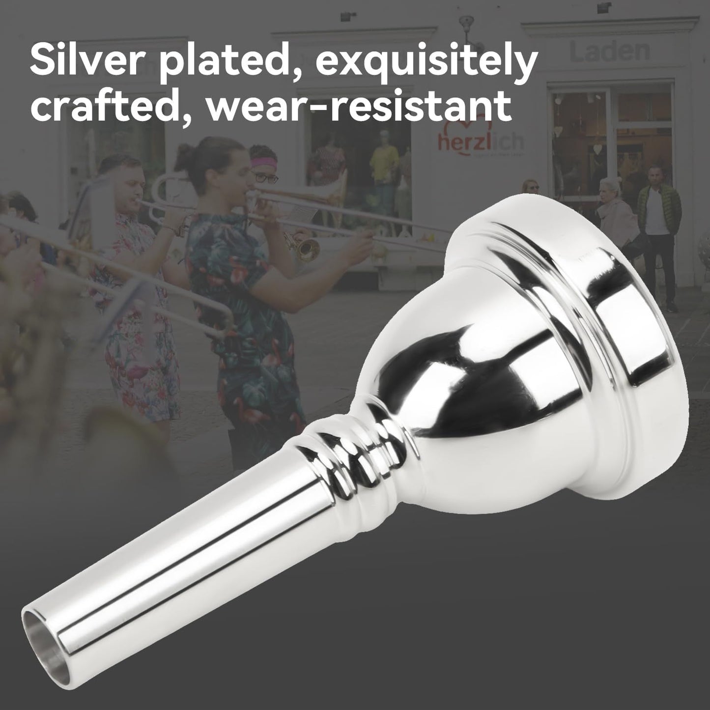 6 1/2AL Silver Trombone Mouthpiece - Professional Grade Brass Instrument Mouthpiece for Tenor Trombone, Premium Sound & Durability