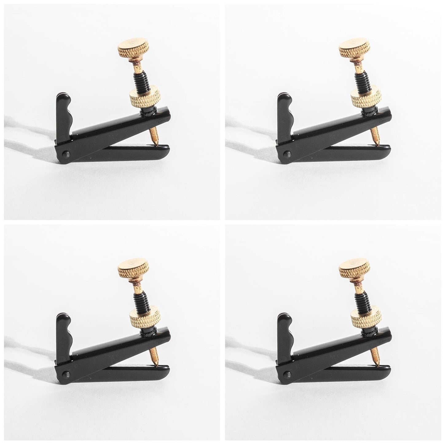 4Pack Violin Fine Tuners for 4/4-3/4 Violin Metal String Adjuster Nickel Plated Anti Rust (Black + Gold)