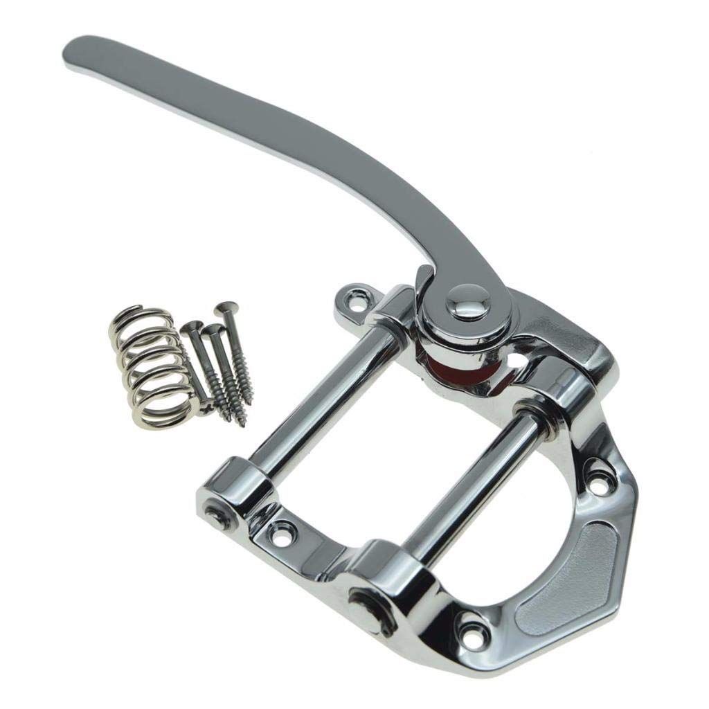 Tremolo Bridge for Electric Guitar, Chrome Plated Vibrato Tailpiece with Roller Bar, Replacement  Flat Top Body, Hardtail Bridge Upgrade