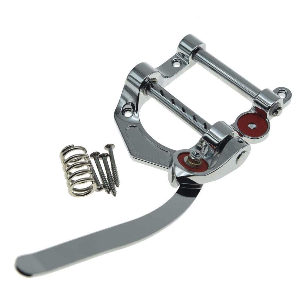 Tremolo Bridge for Electric Guitar, Chrome Plated Vibrato Tailpiece with Roller Bar, Replacement  Flat Top Body, Hardtail Bridge Upgrade