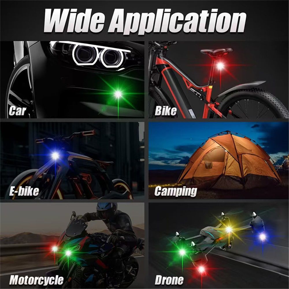 6PCS Wireless LED Lights for Car with Remote Control, Halloween Wireless LED Strobe Lights 8 Colors USB IP65 Waterproof Anti-Collision Warning Light for Car Interior Truck Drone Aircraft Bike