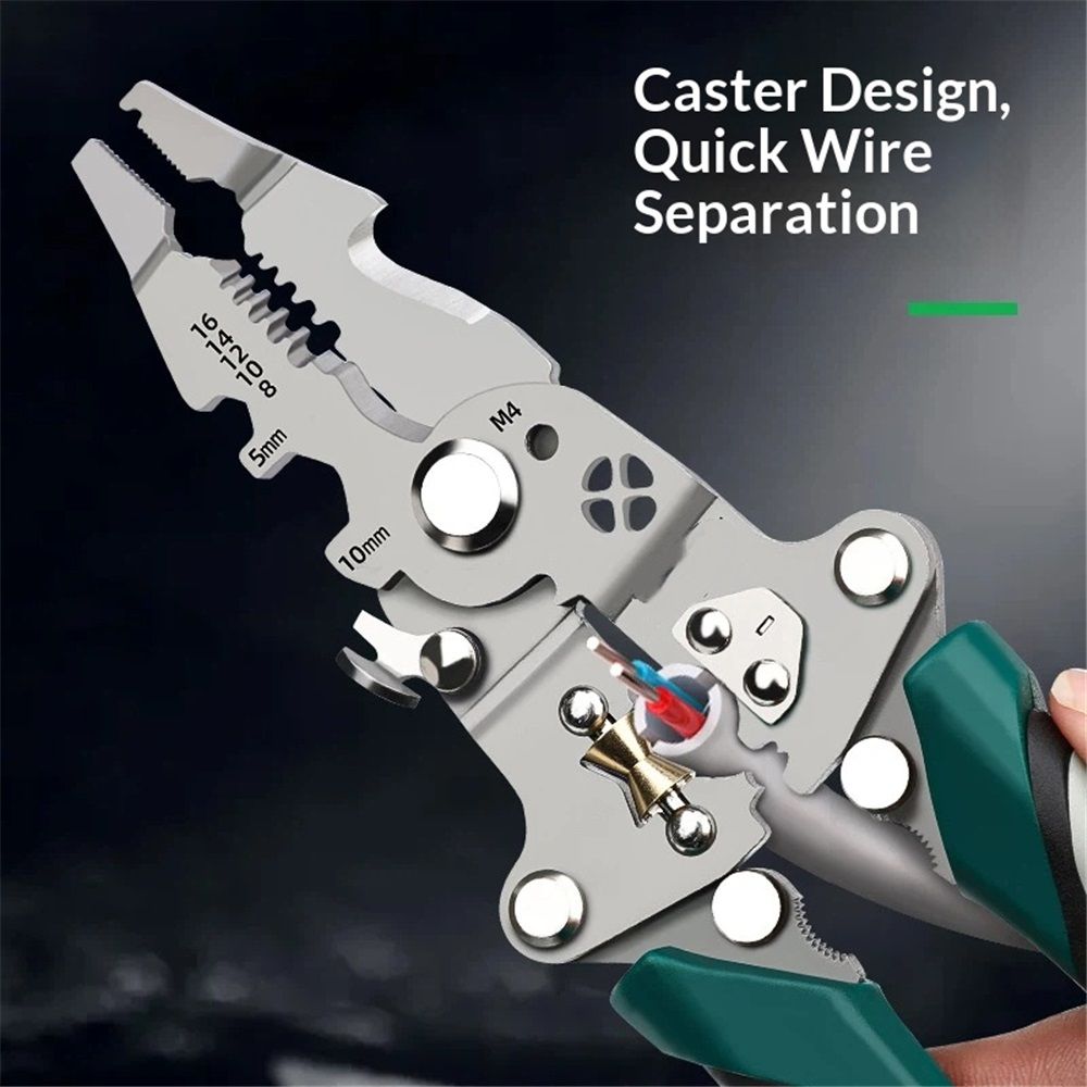 18 In 1 Foldable Wire Stripper,Multifunctional Foldable Wire Stripper Electrical Pliers,For Cutting And Pulling Wires Cable Scissors (A)