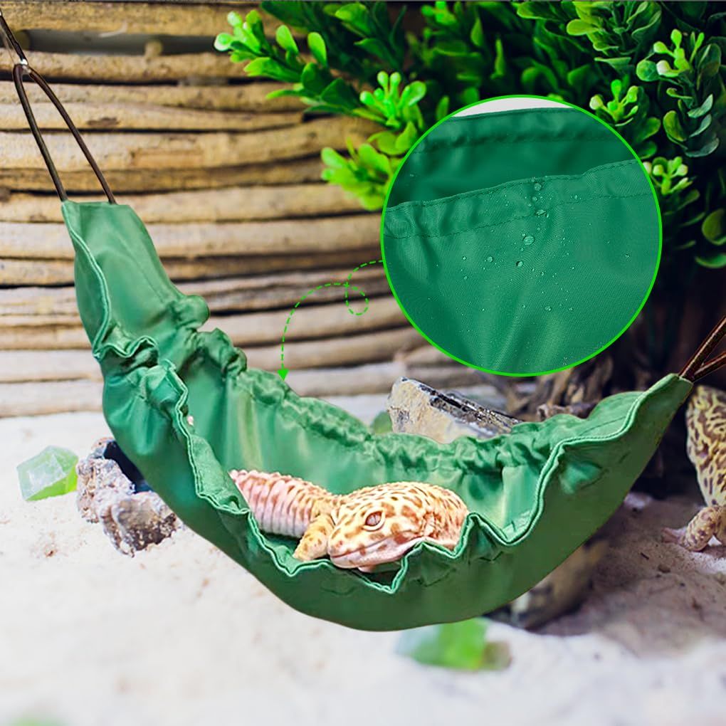 2 pack Reptology Lizard Hammock with Suction Cups Bearded Dragon Tank Accessories Reptile Lounger for Chameleon, Snakes, Hamster