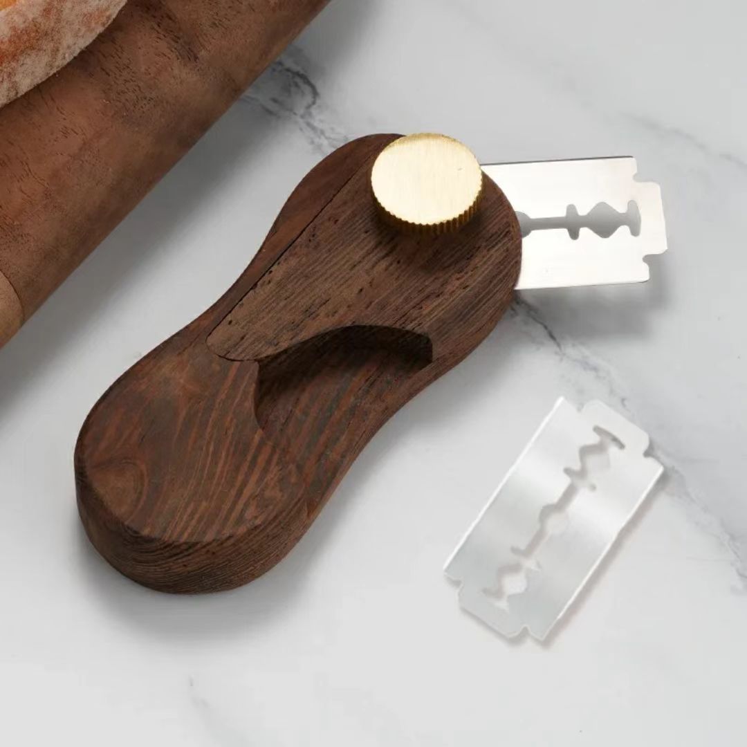 2 pack Wooden Bread Lame Dough Scoring Tool,Hand Crafted Sourdough Lame Scoring Tool,Bread Scorer Tool for Homemade Bread Baking,Dough Scoring Bread Knife with 2*10pcs Razor Blades
