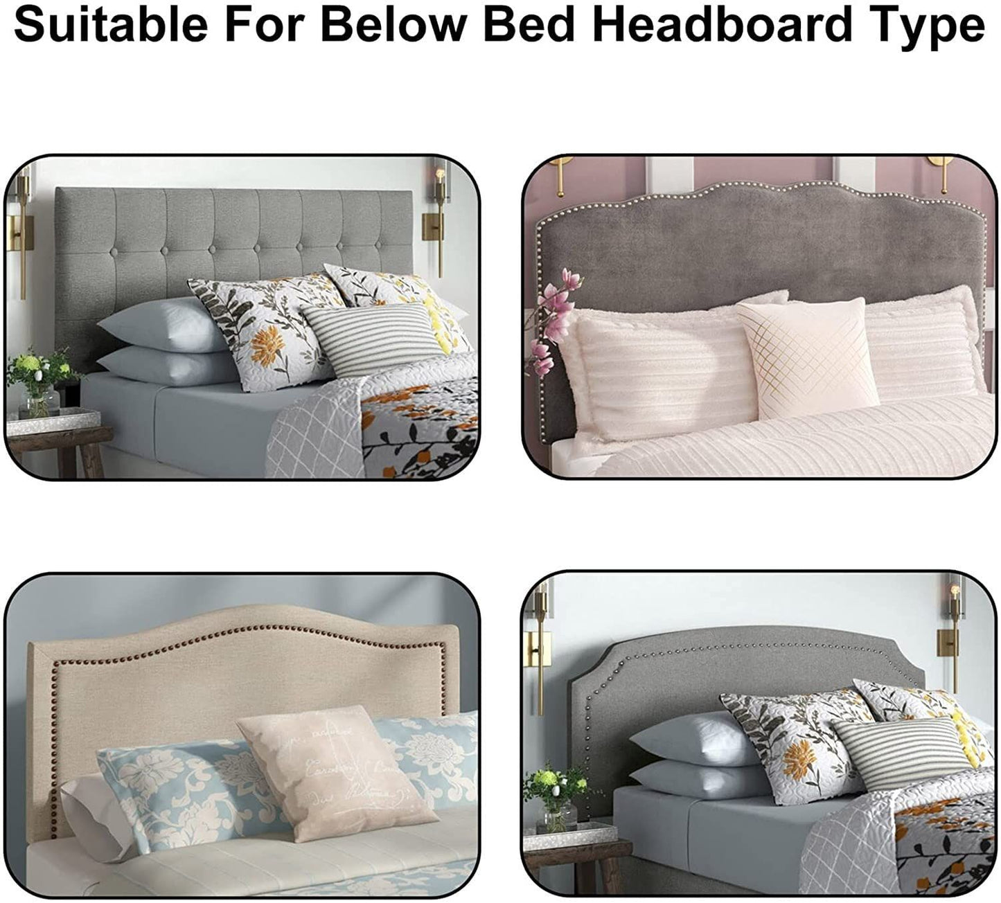 Velvet Bed Headboard Cover for Queen King Full Size, Stretch Headboard Slipcover Soft Dustproof Protector Cover Bed Head Cover for Bedroom (Grey,210-240cm(83-94in))