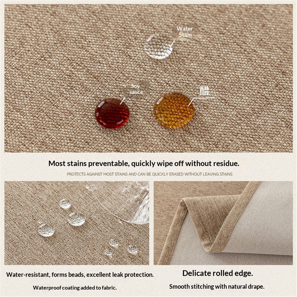 Rectangle Tablecloth Washable Wrinkle Resistant and Water Proof Table Cloth Decorative Linen Fabric Tablecloths for Dining Parties Kitchen Wedding and Outdoor Use (khaki, 55x87 in)
