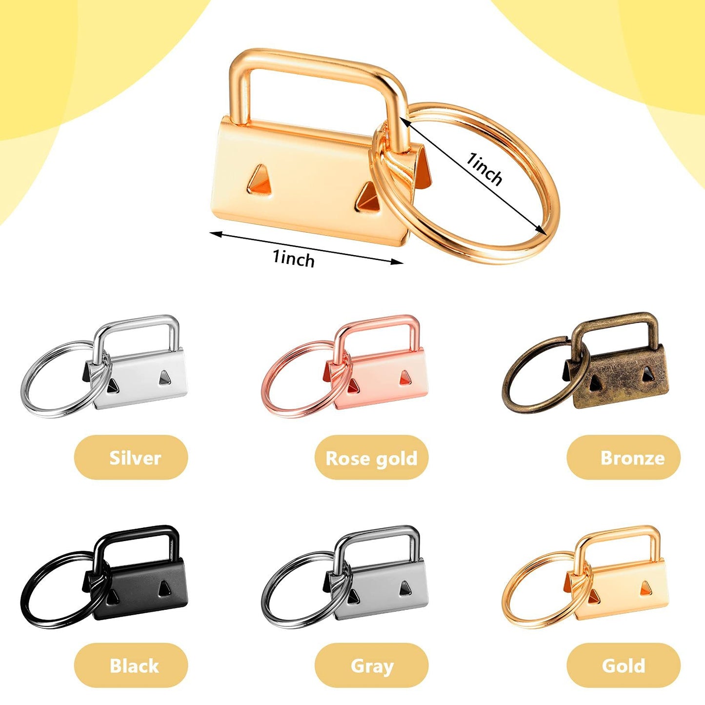 72 Pieces Key Fob Hardware Set Including 24 Wristlet with Keyring, Colorful Leather Keychain Tassel and Swivel Snap Hooks for Supplies, 6 Colors, Multicolor, Large