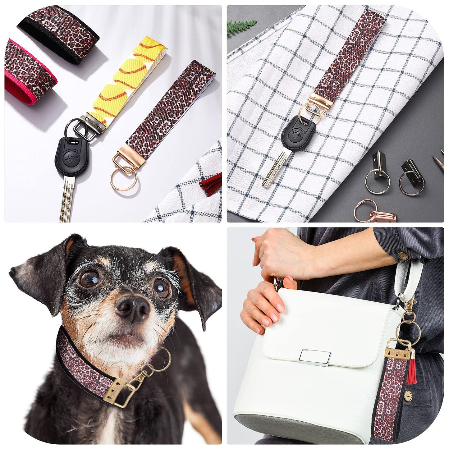 72 Pieces Key Fob Hardware Set Including 24 Wristlet with Keyring, Colorful Leather Keychain Tassel and Swivel Snap Hooks for Supplies, 6 Colors, Multicolor, Large