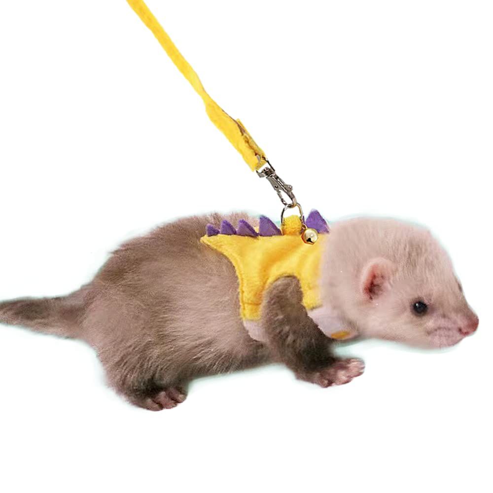 Ferret Harness and Leash Set Small Animals Vest Harness Baby Rabbit Guinea Pig Teacup Chihuahua Mouse and Other Small pet.(Yellow )