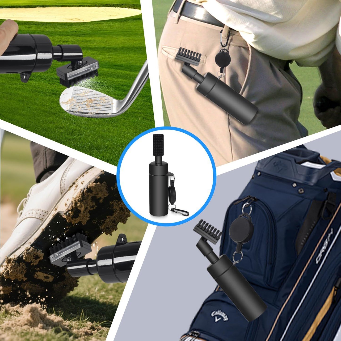 Golf Club Cleaner Brush, Golf Water Brush with Spray Bottle Holdsof Water, Golf Club Cleaning Kit -  Essential Golf Accessories for Men, 2pcs black