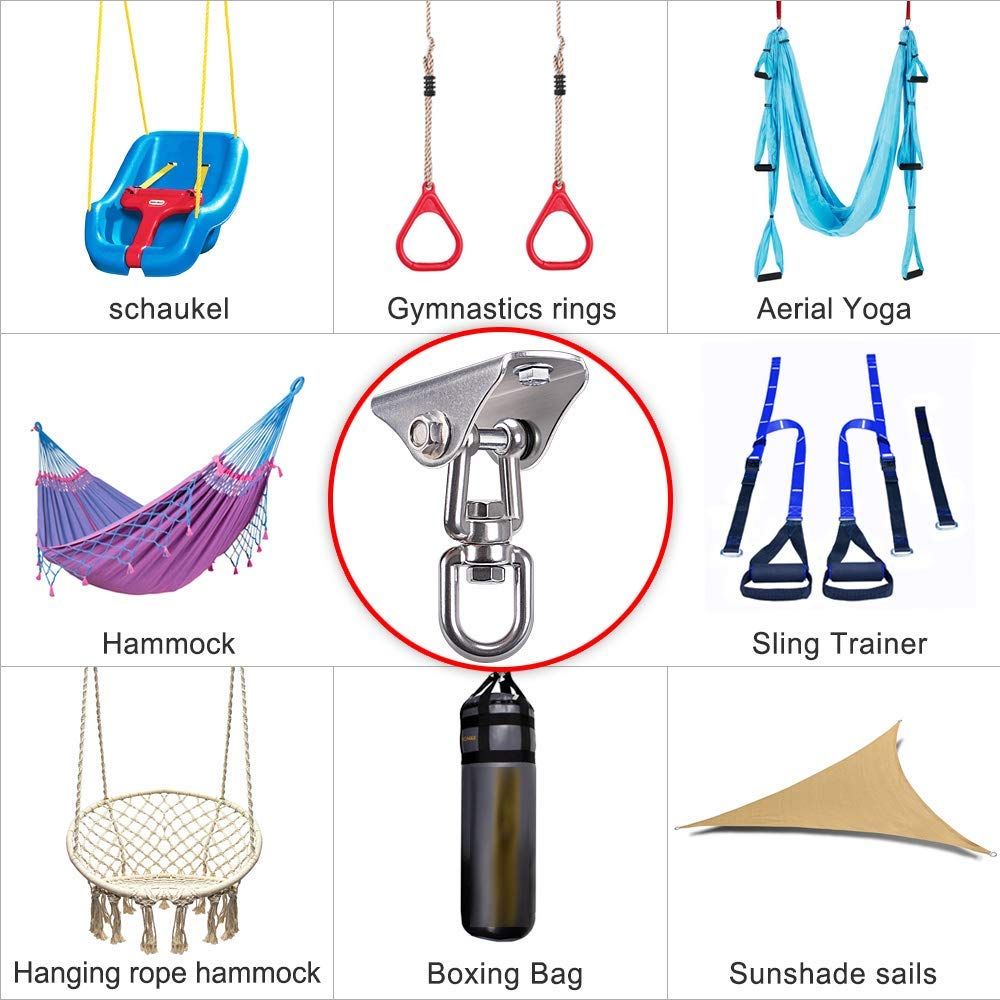 Stainless Steel Swing Hanger Heavy Duty Ceiling Swing Mount Free Swivel Swing Hook Swing Hardware Kit for Yoga Swing Hammock Chair Porch Swing Sets Heavy Punching Bag