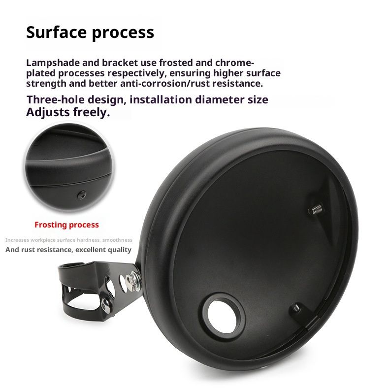 Motorcycle Universal 7" Headlight Housing Shell Lamp Bracket Bottom Mount Bucket Fits Compatible Cafe Racer