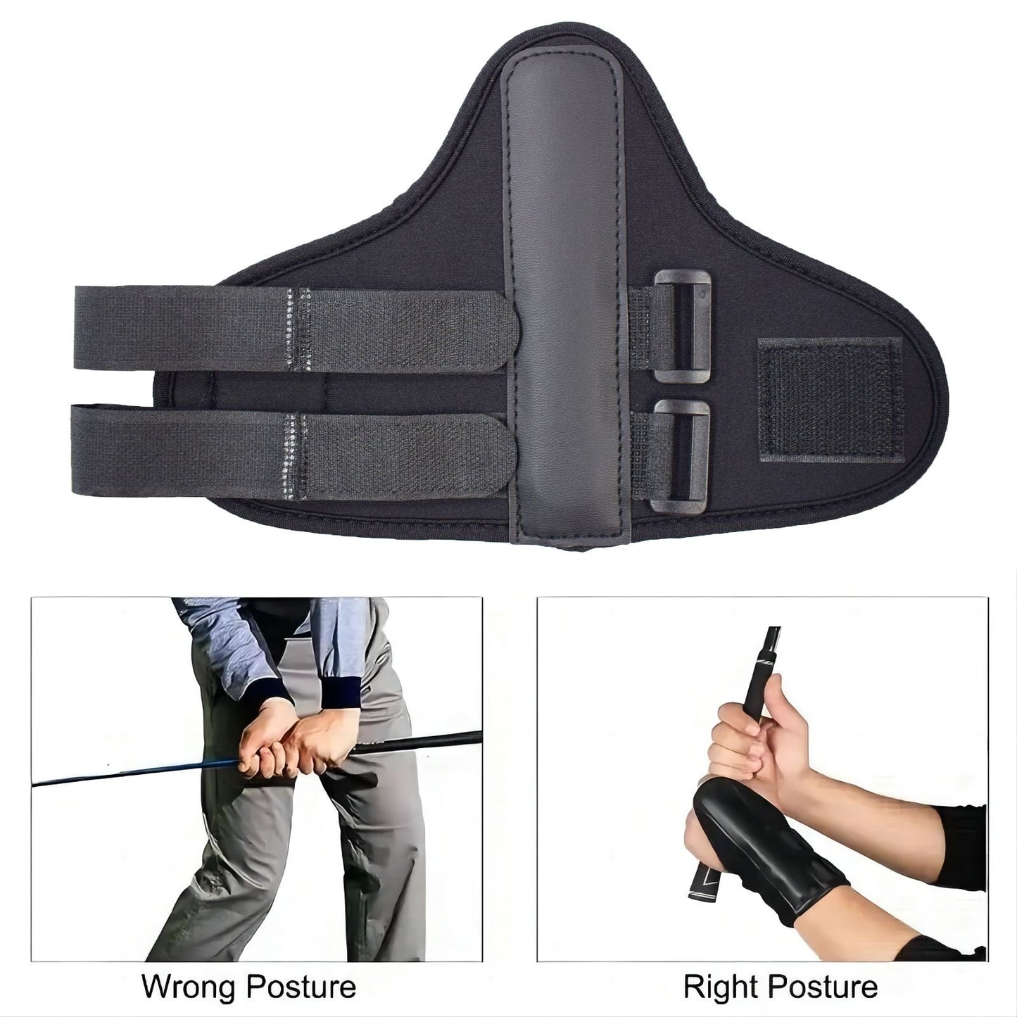 Golf Swing Training Aid, Golf Wrist Brace for Golf Training Swing Correction  Golf Swing Arm Band （black 2pcs）