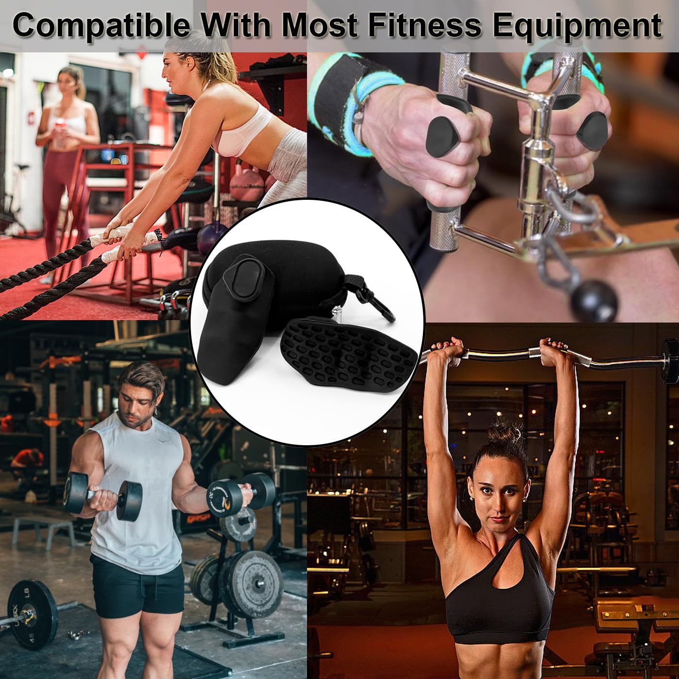 4Pcs Weight Lifting Grips for Men Women, Ergonomics Workout Rubber Fingerless Gym Grips,  Grip for Exercise Bodybuilding,Deadlifts, Exercise, Weight Lifting, Dumbbell