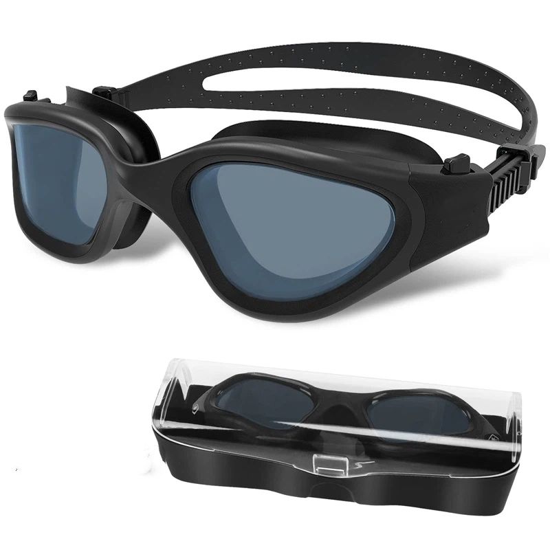 Swim Goggles, Swimming Goggles Anti-Fog for Adult Men Women Adults Teenagers（17.5*4.6cm，black)