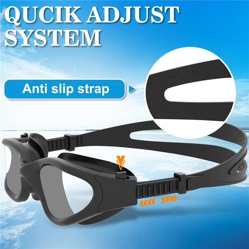 Swim Goggles, Swimming Goggles Anti-Fog for Adult Men Women Adults Teenagers（17.5*4.6cm，black)