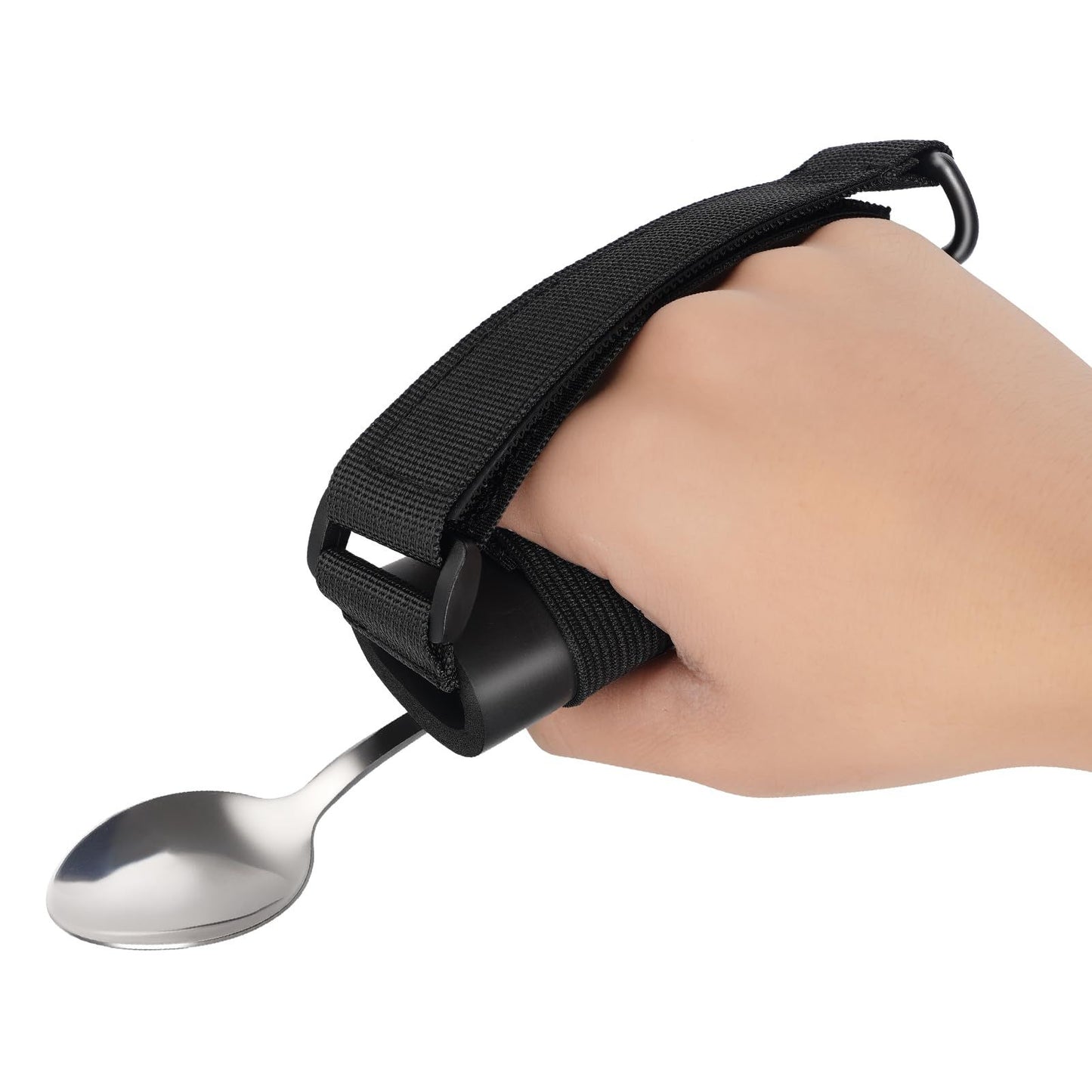 2pcs Disabled Eating Aids Utensil Holders Eating Assistance Hand Cuff for Holding Spoon, Fork, Cutlery Adjustable Nylon Gripping Strap for Limited Mobility, Weak Grip,