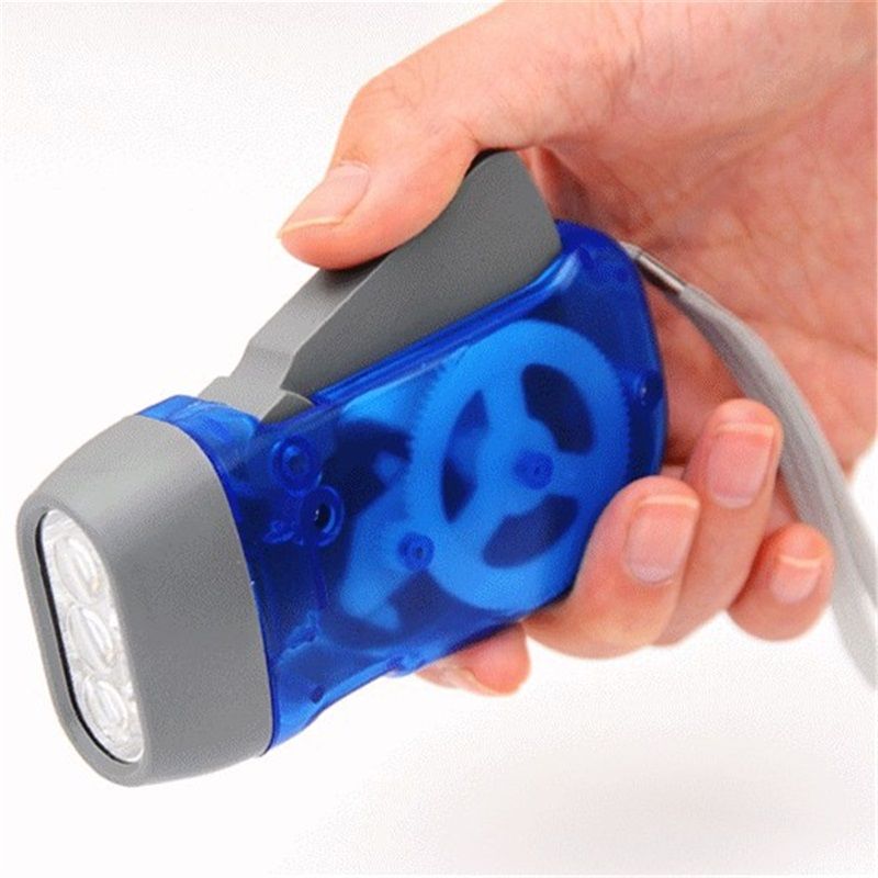 4-Pack Hand Crank Flashlight – Portable Wind Up Flashlight with Wrist Strap for Emergency Preparedness, Camping and Outdoor Activities （Yellow, red, green, blue）