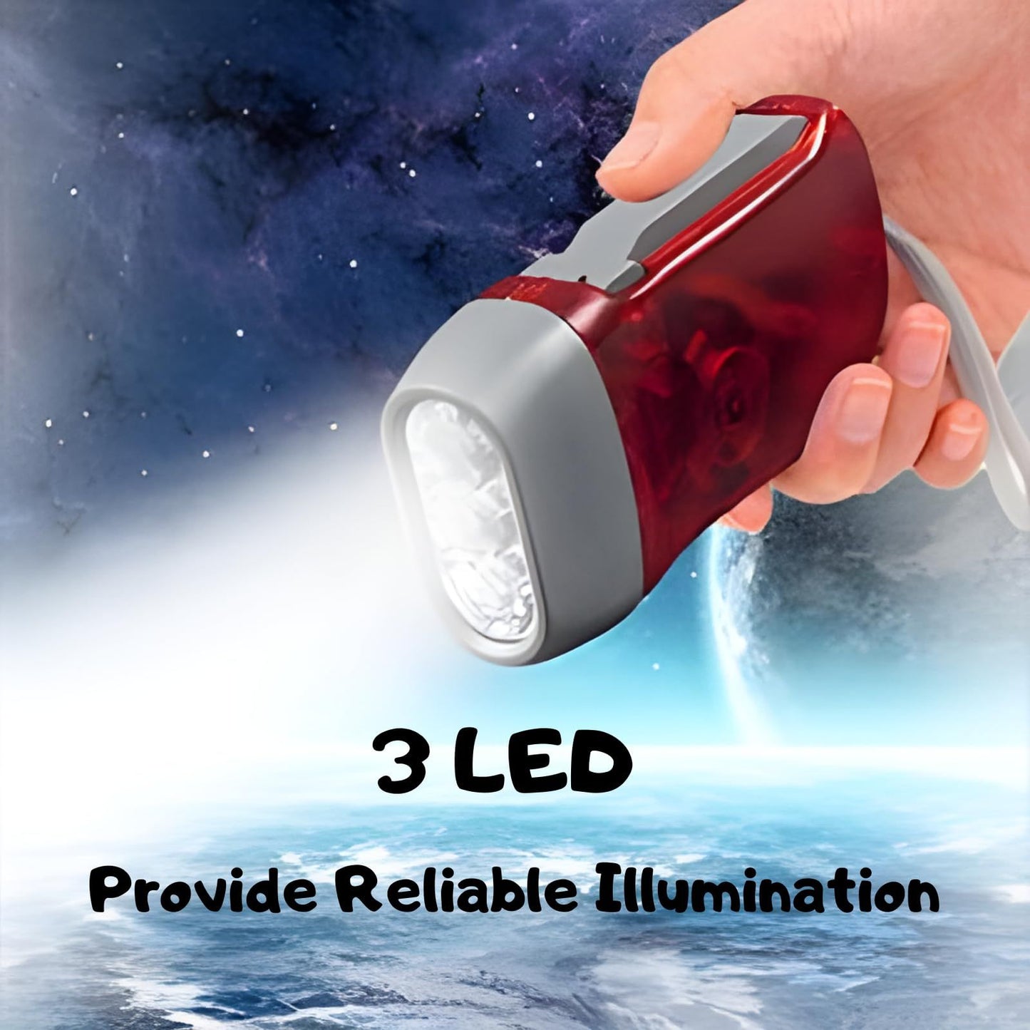 4-Pack Hand Crank Flashlight – Portable Wind Up Flashlight with Wrist Strap for Emergency Preparedness, Camping and Outdoor Activities （Yellow, red, green, blue）