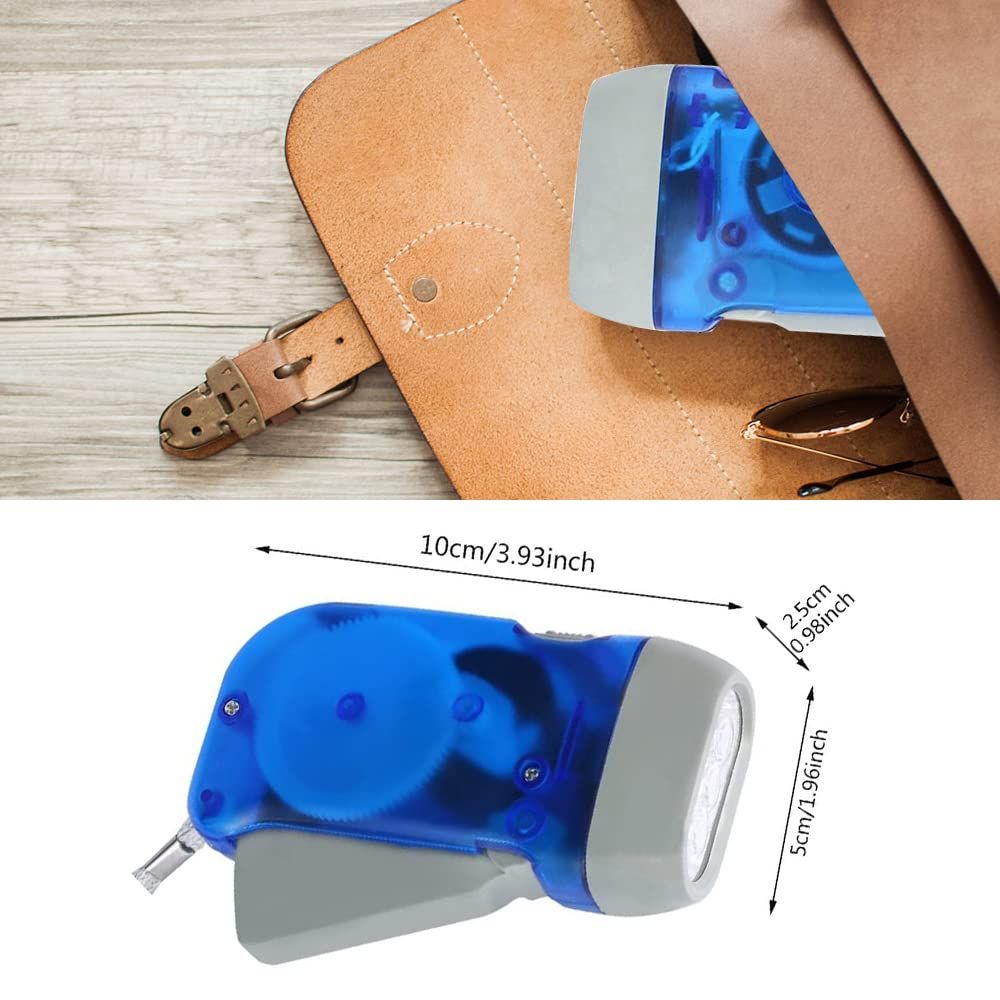 4-Pack Hand Crank Flashlight – Portable Wind Up Flashlight with Wrist Strap for Emergency Preparedness, Camping and Outdoor Activities （Yellow, red, green, blue）