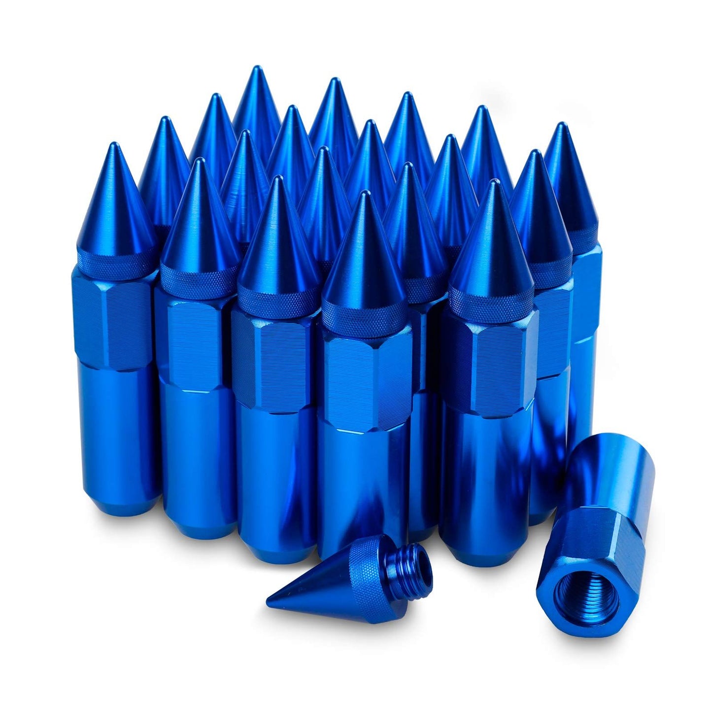New 20PCS M12X1.5 Cap Spiked Extended Tuner 60mm Aluminum Wheels Rims Lug Nuts Chrome Nuts Lug,Spiked Lug nut