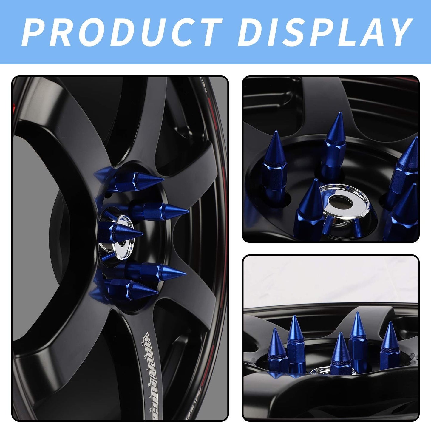 New 20PCS M12X1.5 Cap Spiked Extended Tuner 60mm Aluminum Wheels Rims Lug Nuts Chrome Nuts Lug,Spiked Lug nut