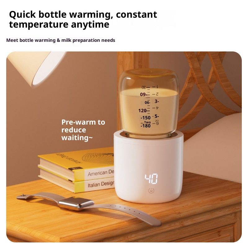Baby Bottle Warmer Portable 3 Minutes Fast Milk Warmer for Travel with 4 Selectable Temperature & Burn Protection（white）