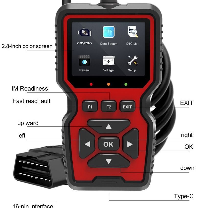 OBD2 Scanner Diagnostic Tool, Check Engine Code Reader OBD2 Scanner with Reset, Mode 6, Mode 8 & I/M Readiness, Auto Check Engine Light Car Diagnostic Scan Tool for All OBDII Car Since 1996