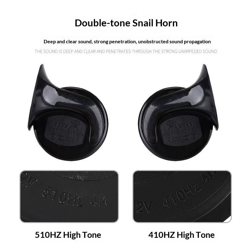 Train Horn for Truck 2pcs 12V Air Horn for Car Snail Electric Air Horn Marine Boat Loud Alarm Kit Boat Motorcycle Dual-tone Car Horn Loud Signal (Black)