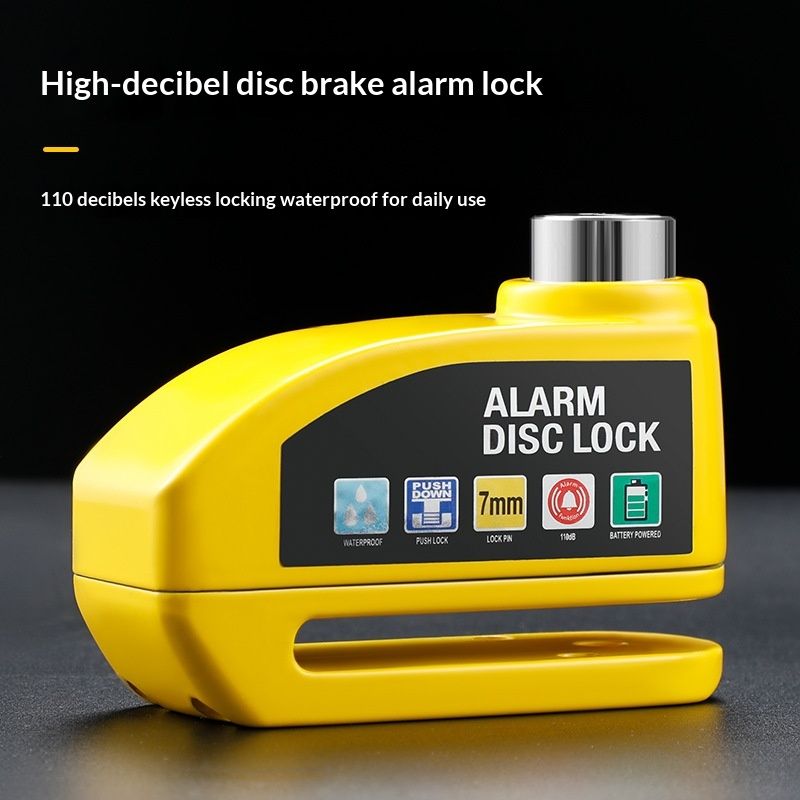 Alarm Disc Lock with Alarm 110dB, Anti Theft Waterproof Motorcycle Disc Lock with Reminder Cable, Motorcycle Wheel Lock for Moto/Moped/Bike/E-Bike/Scooter with Disc Brake