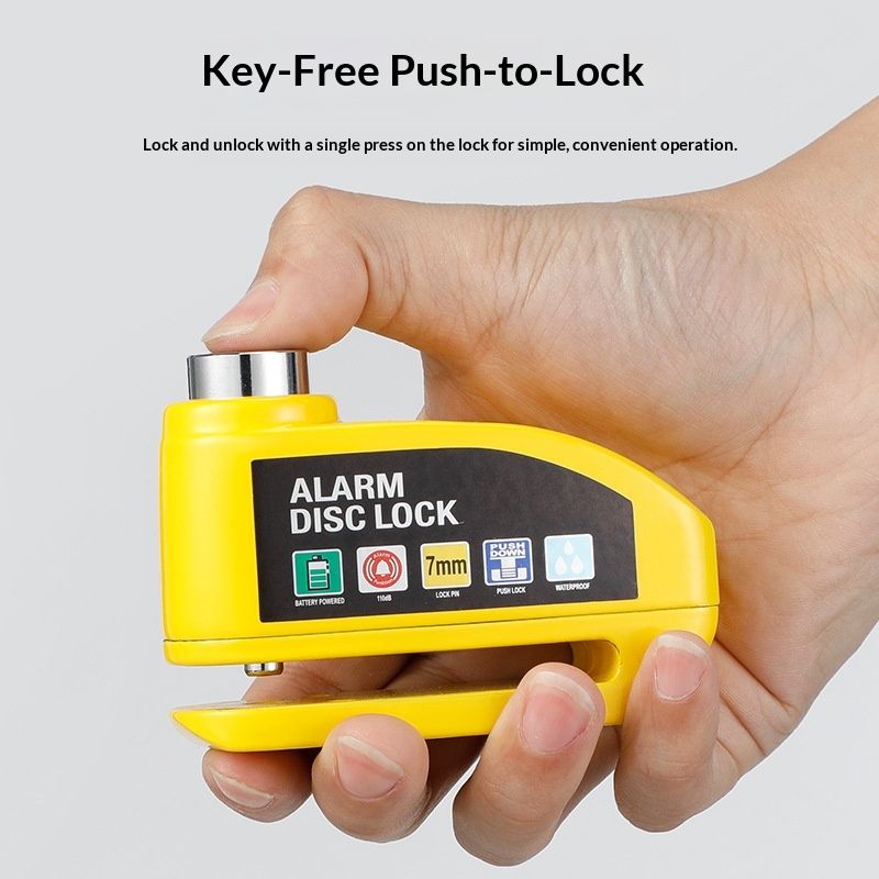 Alarm Disc Lock with Alarm 110dB, Anti Theft Waterproof Motorcycle Disc Lock with Reminder Cable, Motorcycle Wheel Lock for Moto/Moped/Bike/E-Bike/Scooter with Disc Brake